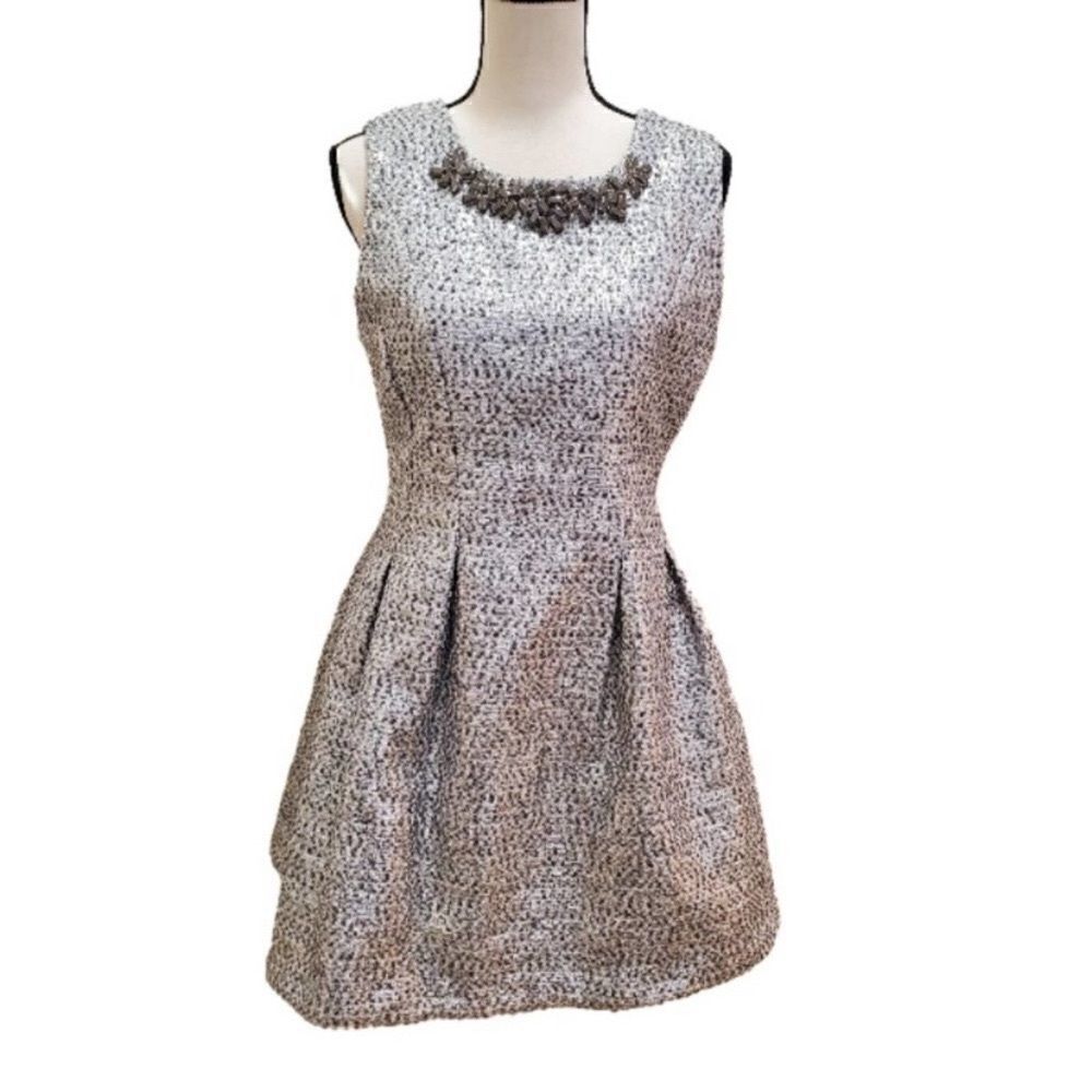 NWOT J.O.A. Los Angeles Embellished Metallic Dress